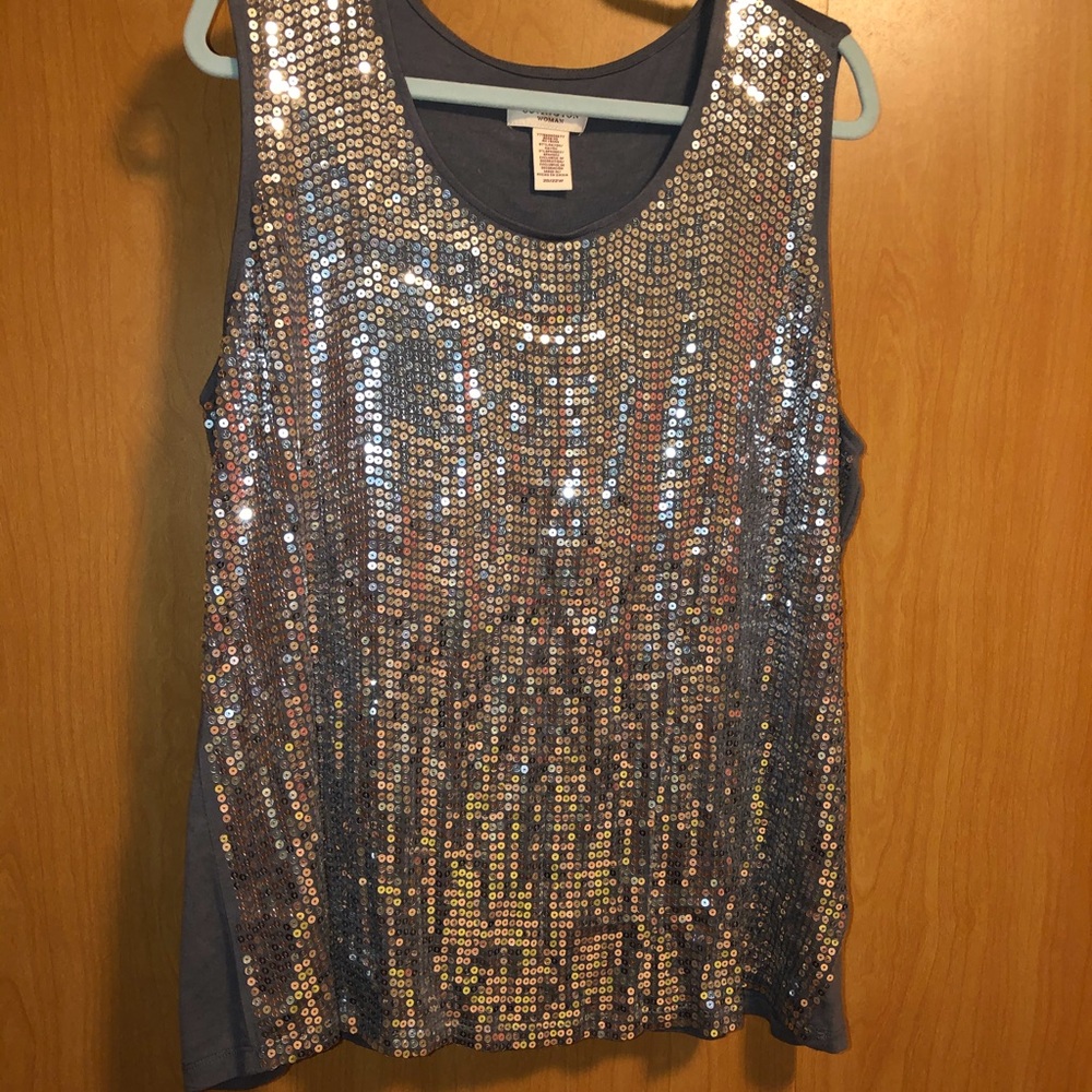 Covington Sequin Tank, Gray, 20/22w